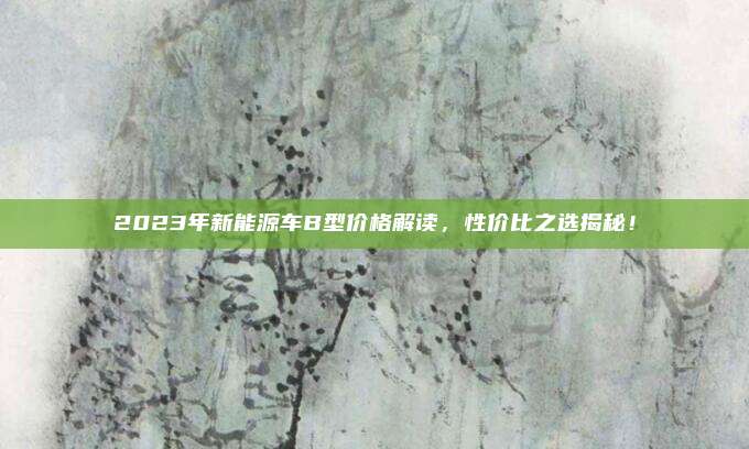 2023年新能源车B型价格解读，性价比之选揭秘！