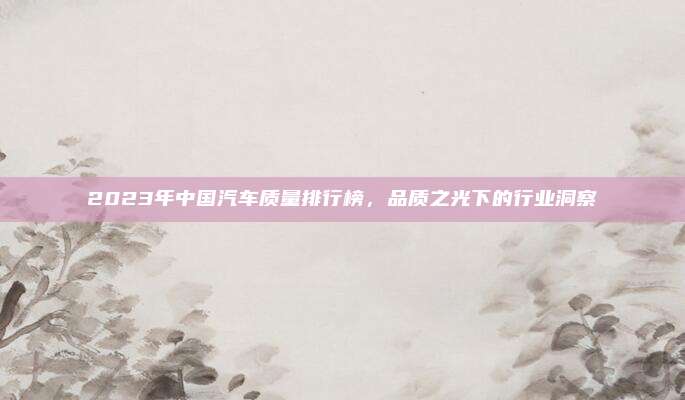 2023年中国汽车质量排行榜,品质之光下的行业洞察