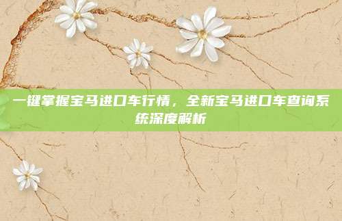 一键掌握宝马进口车行情，全新宝马进口车查询系统深度解析