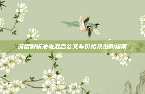 深度解析油电混合公交车价格及选购指南