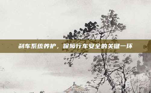 刹车系统养护,保障行车安全的关键一环