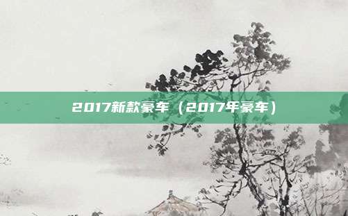 2017新款豪车(2017年豪车)