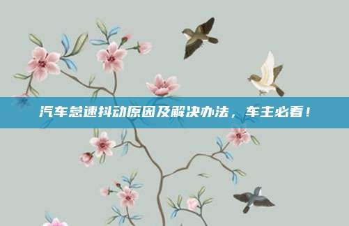 汽车怠速抖动原因及解决办法，车主必看！