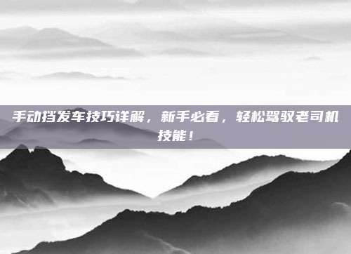 手动挡发车技巧详解，新手必看，轻松驾驭老司机技能！