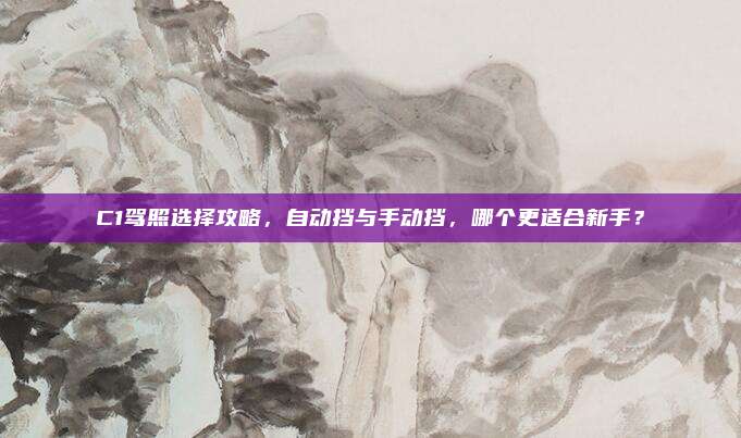 C1驾照选择攻略,自动挡与手动挡,哪个更适合新手?