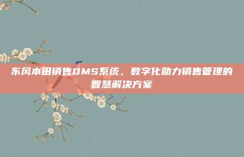 东风本田销售DMS系统，数字化助力销售管理的智慧解决方案