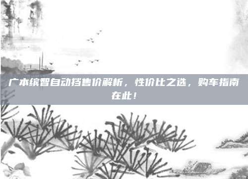 广本缤智自动挡售价解析，性价比之选，购车指南在此！