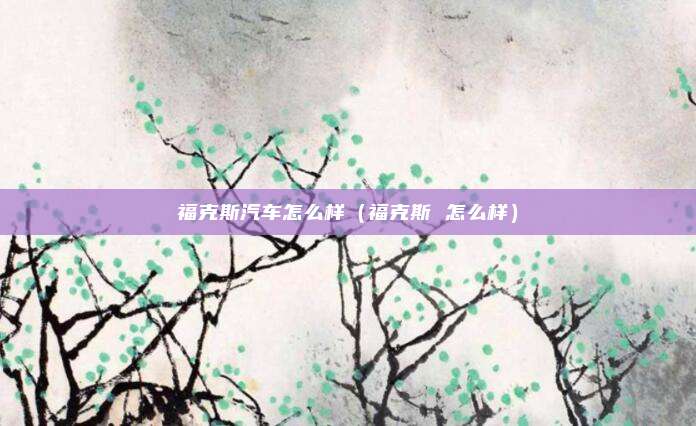 福克斯汽车怎么样（福克斯 怎么样）