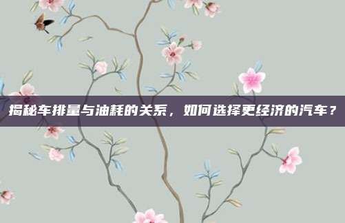 揭秘车排量与油耗的关系，如何选择更经济的汽车？