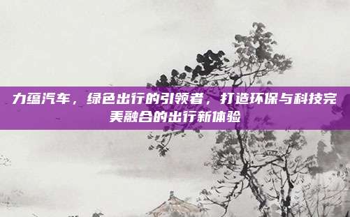 力蕴汽车，绿色出行的引领者，打造环保与科技完美融合的出行新体验