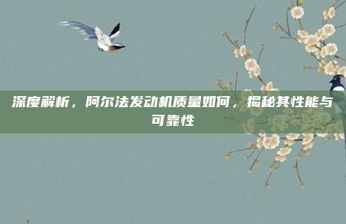 深度解析，阿尔法发动机质量如何，揭秘其性能与可靠性