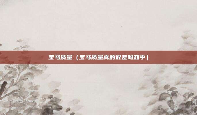 宝马质量(宝马质量真的很差吗知乎)