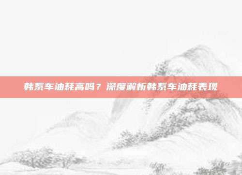 韩系车油耗高吗?深度解析韩系车油耗表现