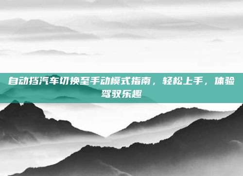 自动挡汽车切换至手动模式指南,轻松上手,体验驾驭乐趣
