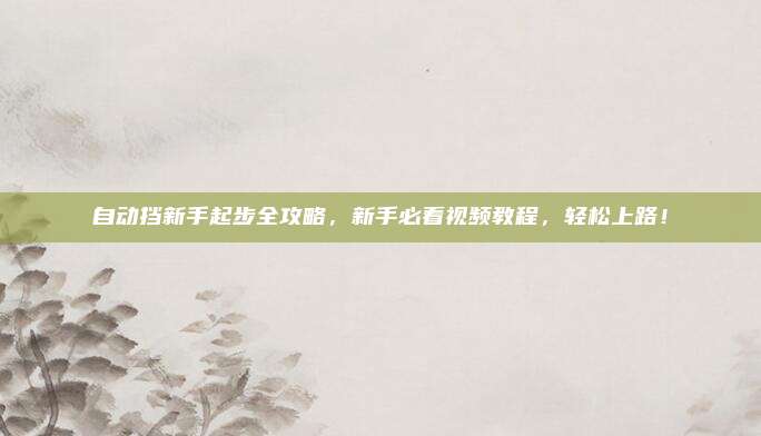 自动挡新手起步全攻略,新手必看视频教程,轻松上路!