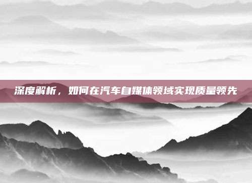 深度解析,如何在汽车自媒体领域实现质量领先