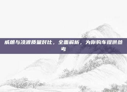 威朗与凌渡质量对比，全面解析，为你购车提供参考