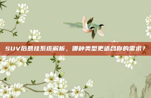 SUV后悬挂系统解析，哪种类型更适合你的需求？