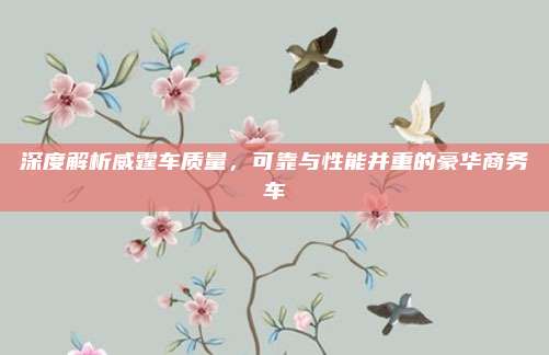 深度解析威霆车质量，可靠与性能并重的豪华商务车