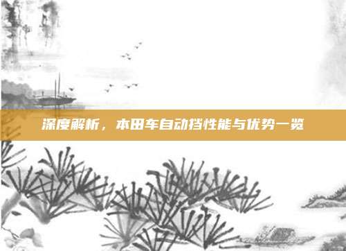 深度解析,本田车自动挡性能与优势一览