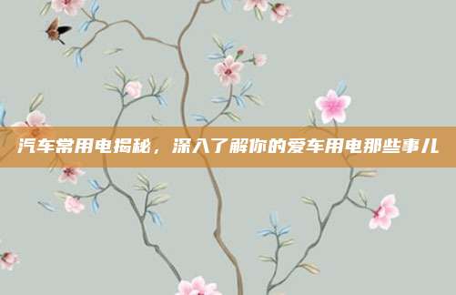 汽车常用电揭秘，深入了解你的爱车用电那些事儿