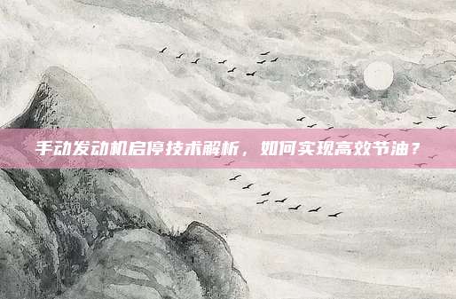 手动发动机启停技术解析，如何实现高效节油？