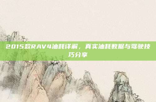 2015款RAV4油耗详解,真实油耗数据与驾驶技巧分享