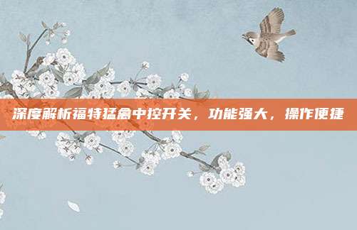 深度解析福特猛禽中控开关,功能强大,操作便捷
