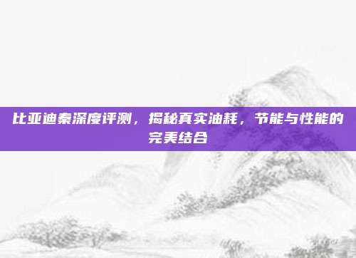 比亚迪秦深度评测,揭秘真实油耗,节能与性能的完美结合