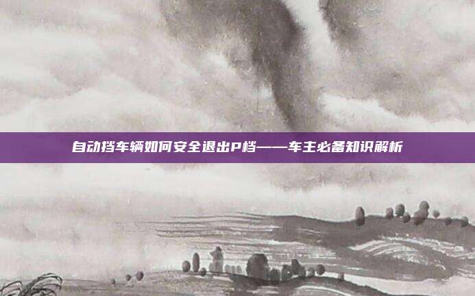 自动挡车辆如何安全退出P档——车主必备知识解析