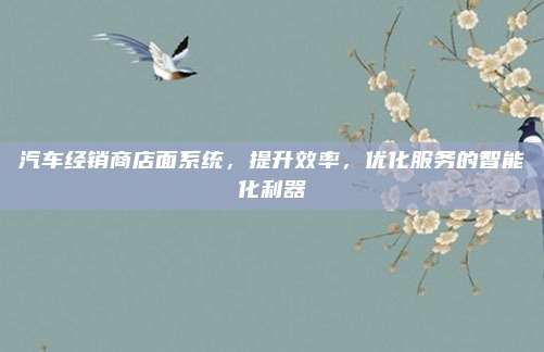 汽车经销商店面系统,提升效率,优化服务的智能化利器