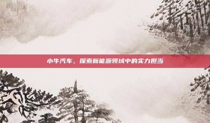 小牛汽车，探索新能源领域中的实力担当