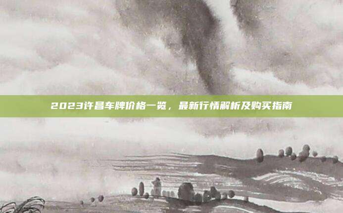 2023许昌车牌价格一览，最新行情解析及购买指南