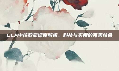 CLA中控数显速度解析,科技与实用的完美结合