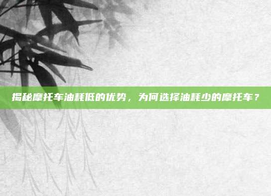 揭秘摩托车油耗低的优势，为何选择油耗少的摩托车？