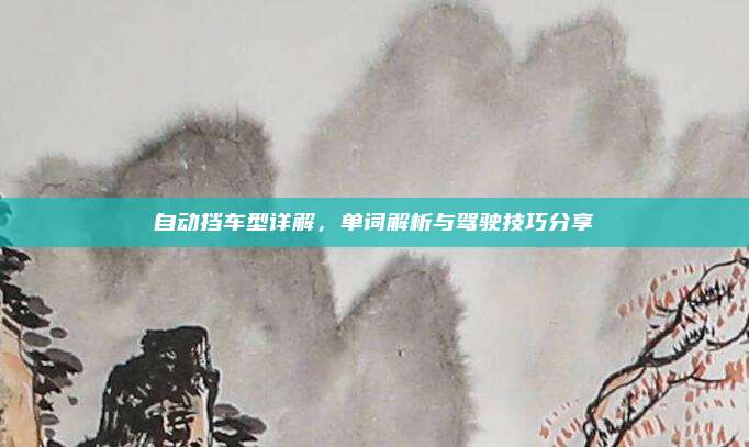 自动挡车型详解，单词解析与驾驶技巧分享