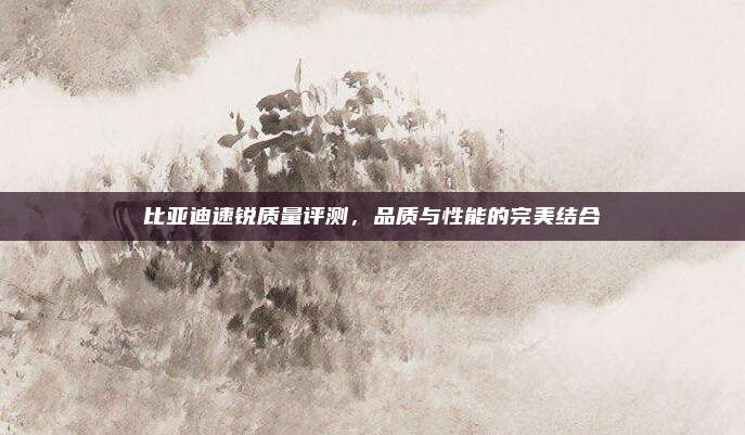 比亚迪速锐质量评测，品质与性能的完美结合