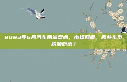 2023年6月汽车销量盘点，市场回暖，哪些车型脱颖而出？