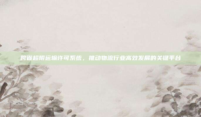 跨省超限运输许可系统，推动物流行业高效发展的关键平台