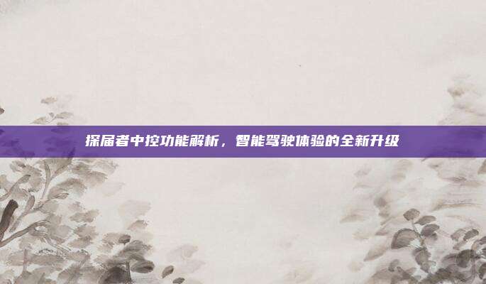探届者中控功能解析，智能驾驶体验的全新升级