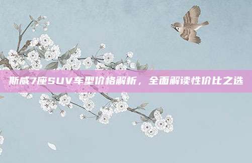 斯威7座SUV车型价格解析，全面解读性价比之选