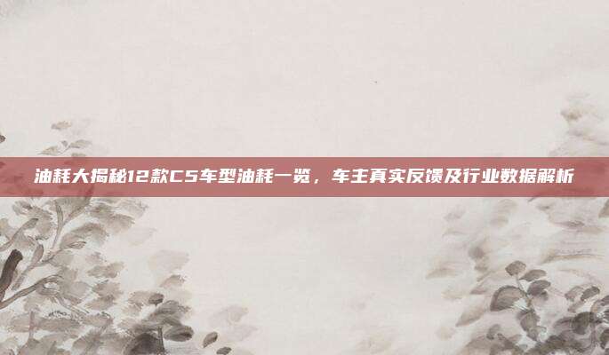 油耗大揭秘12款C5车型油耗一览，车主真实反馈及行业数据解析