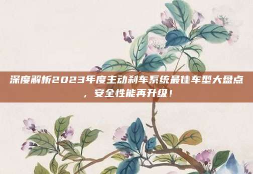 深度解析2023年度主动刹车系统最佳车型大盘点，安全性能再升级！