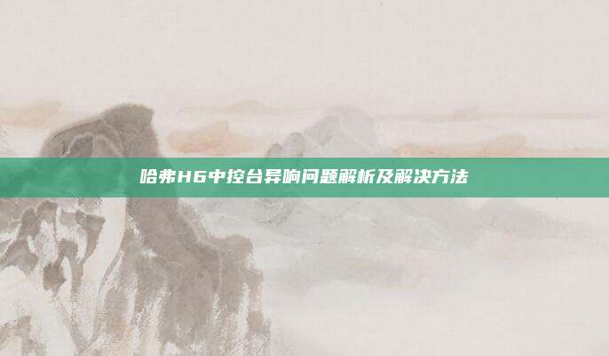 哈弗H6中控台异响问题解析及解决方法
