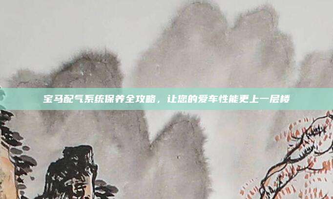 宝马配气系统保养全攻略，让您的爱车性能更上一层楼