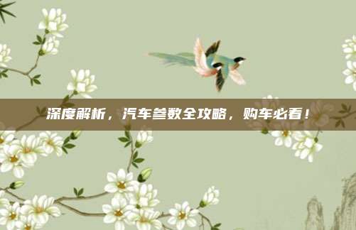 深度解析，汽车参数全攻略，购车必看！