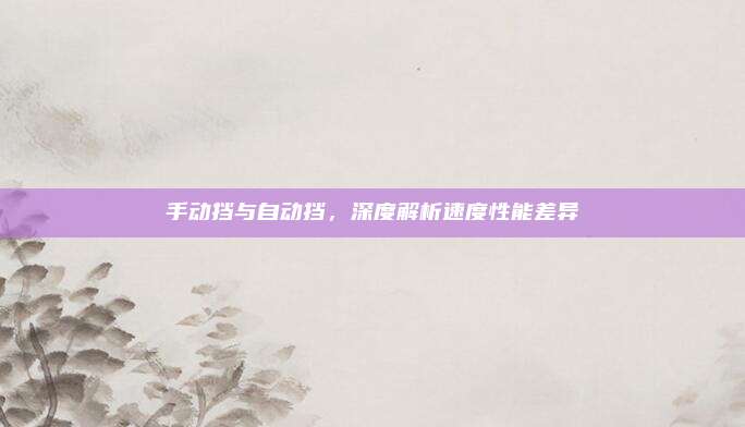 手动挡与自动挡，深度解析速度性能差异