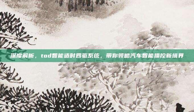 深度解析，tod智能适时四驱系统，带你领略汽车智能操控新境界