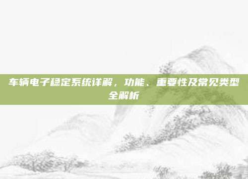 车辆电子稳定系统详解，功能、重要性及常见类型全解析