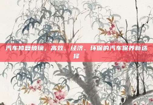 汽车修复玻璃，高效、经济、环保的汽车保养新选择